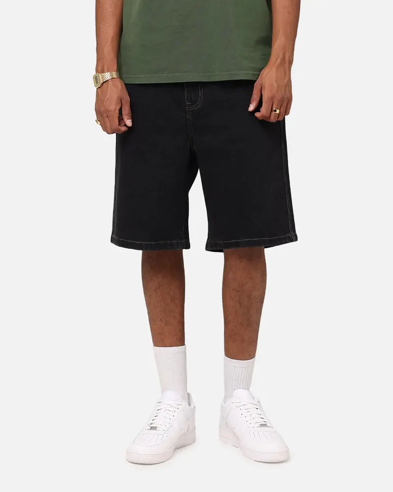 S Double Denim Standard Shorts Black Wash 1