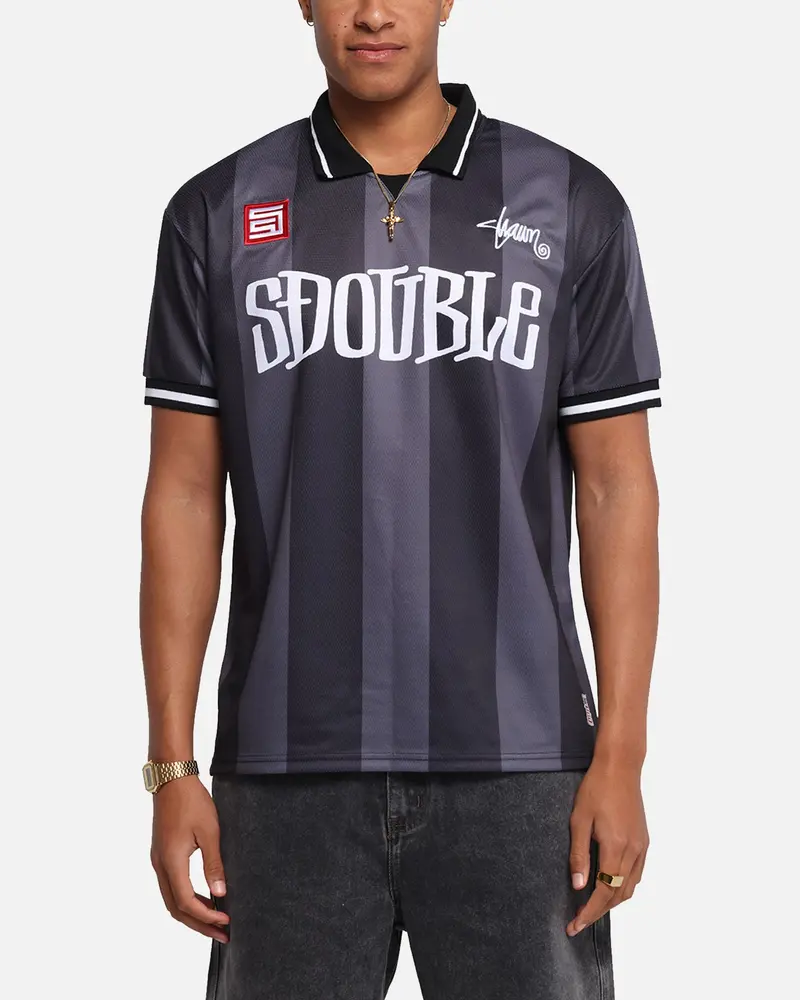 S Double Football Jersey Black Stripe 1