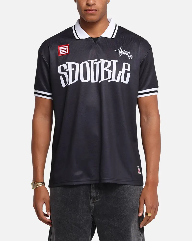 S Double Football Jersey Solid Black 1
