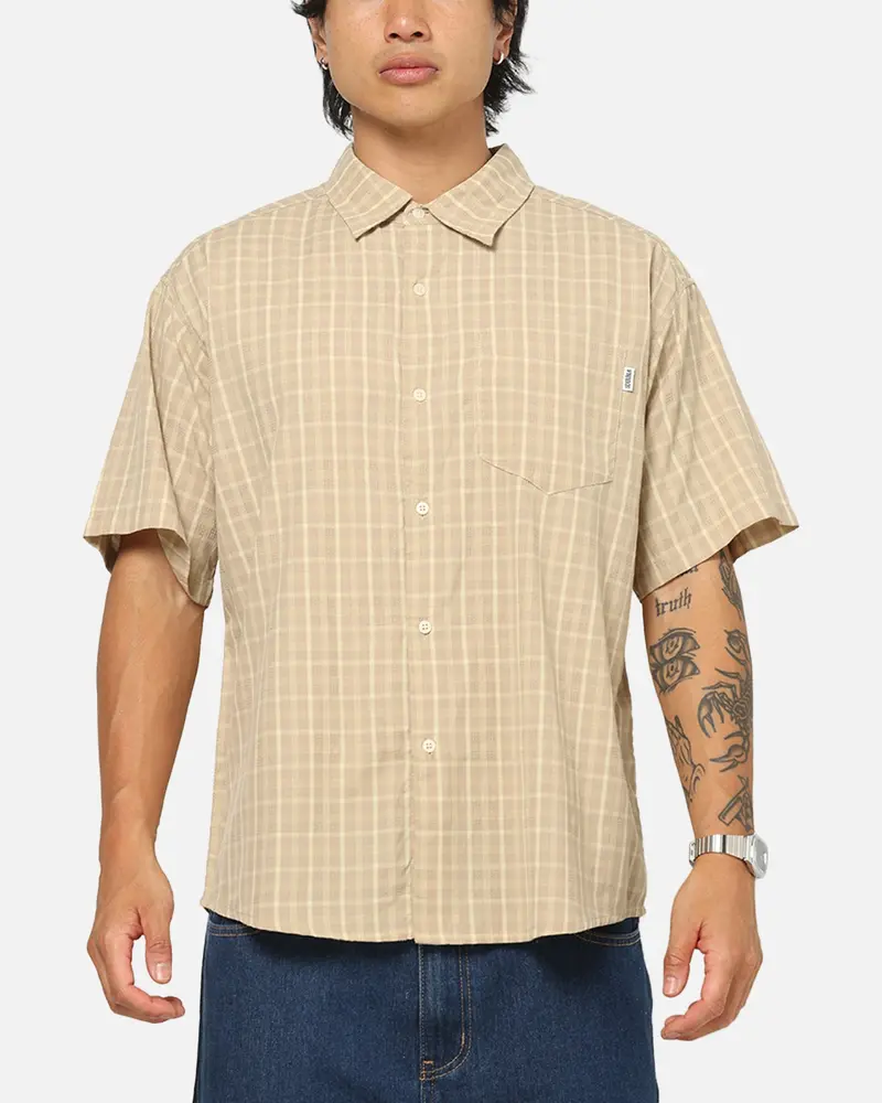 S Double Hill Button Up Shirt Putty 1