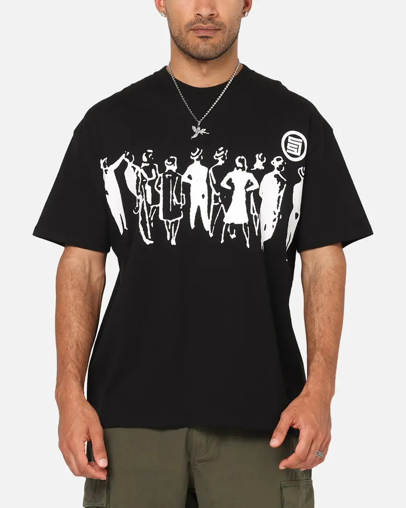 S Double People Stripe T-Shirt Black 1