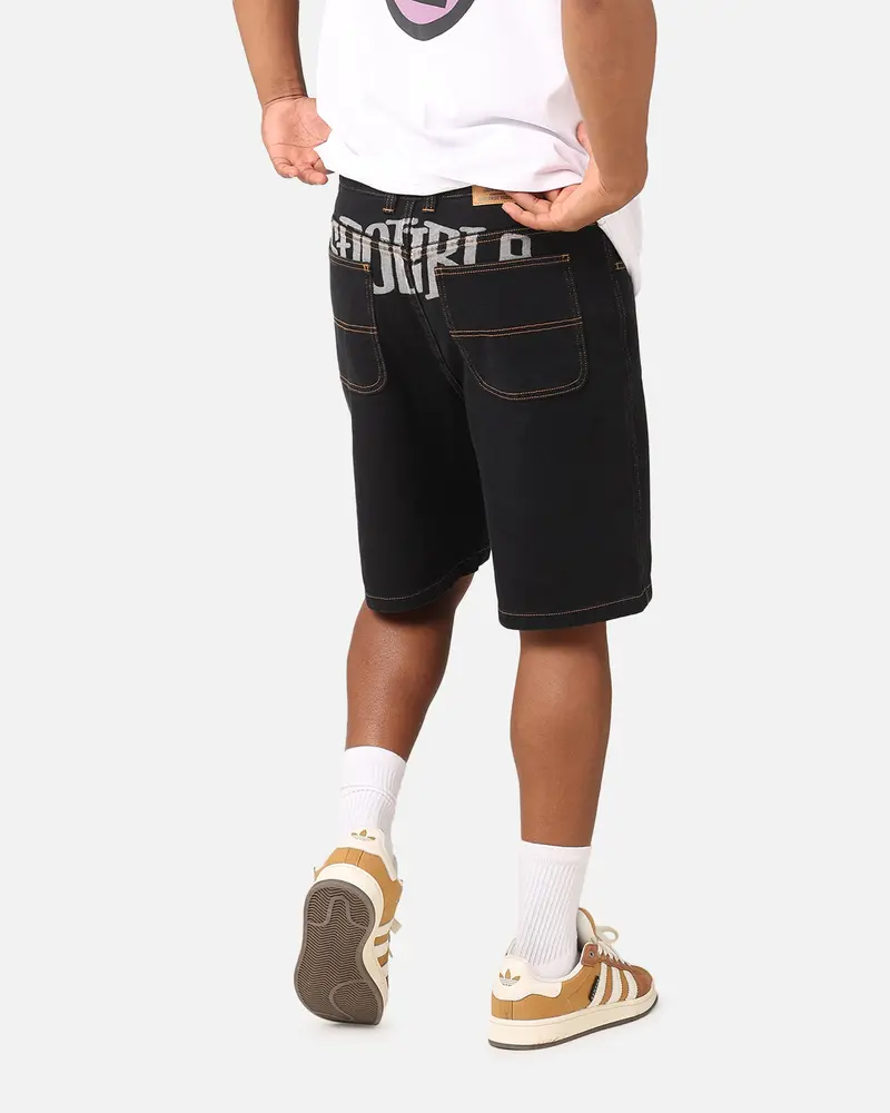 S Double Print Denim Standard Shorts Black 1