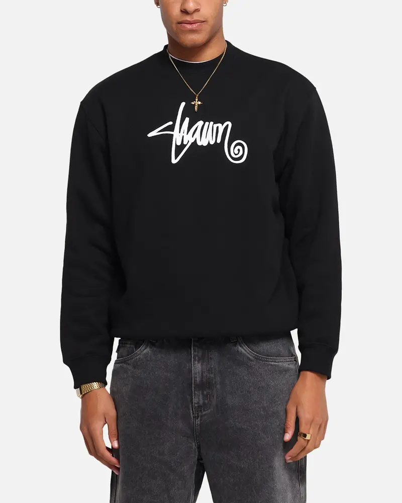 S Double Shawn Script Crewneck Black 1