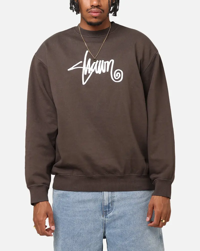 S Double Shawn Script Crewneck Washed Brown 1