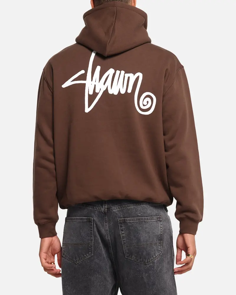 S Double Shawn Script Hoodie Chocolate 1
