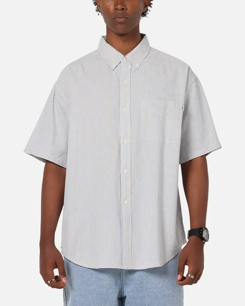 S Double Stripe Button Up Shirt Striped 1
