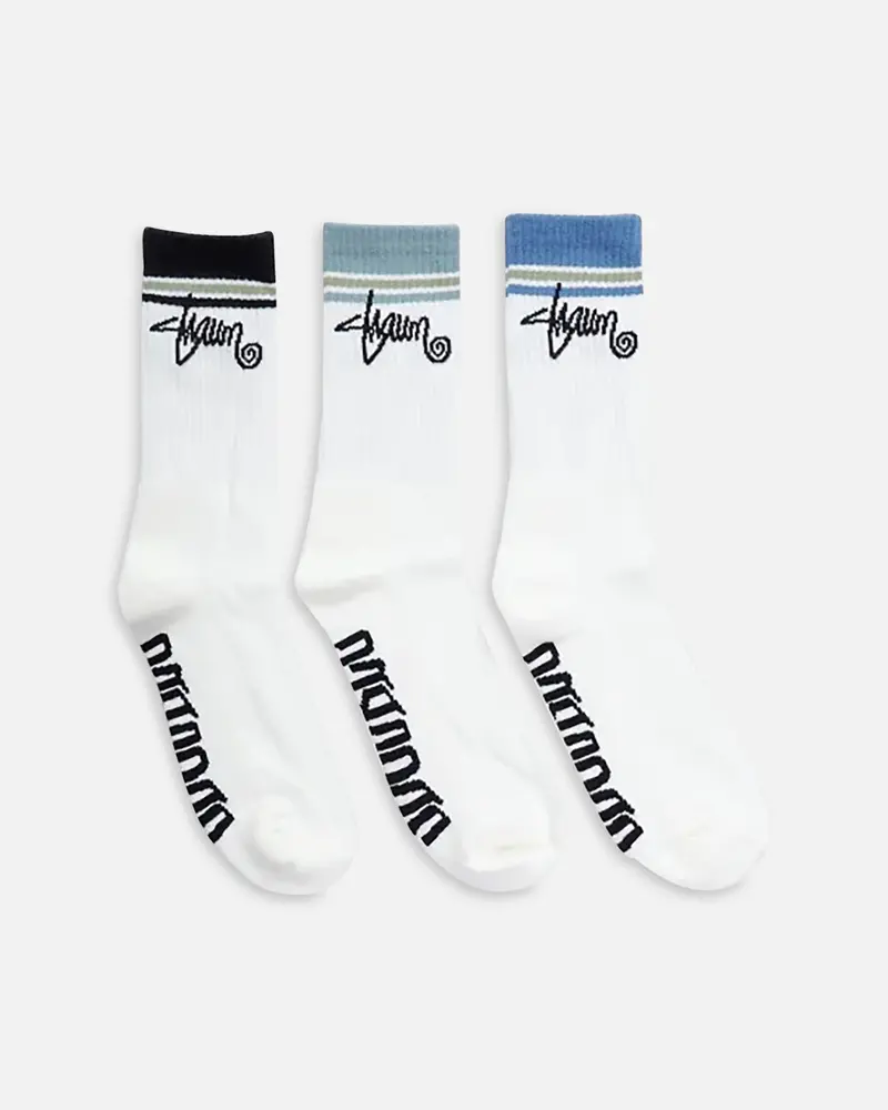 S Double Stripe Shawn Script Crew Socks 3 Pack Multi 1
