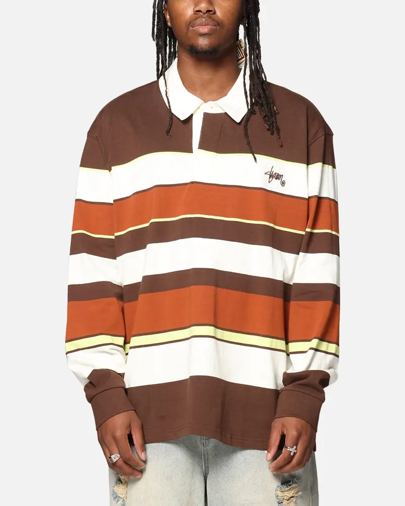 S Double Variagated Stripe Rugby Jersey Orange Spice 1
