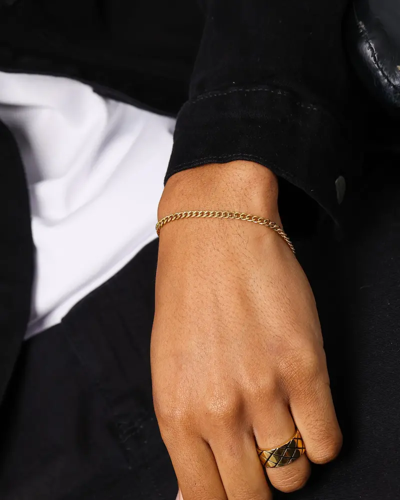 Saint Morta 3Mm Cuban Bracelet Gold 1