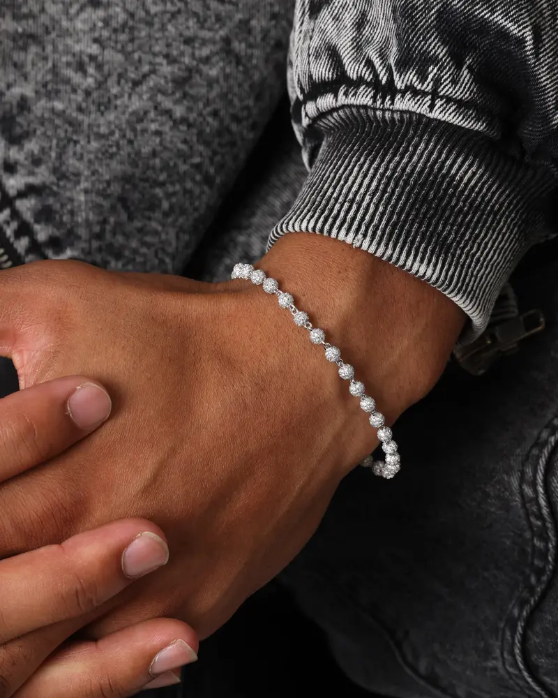 Saint Morta 4Mm Iced Ball Bracelet White Gold 1