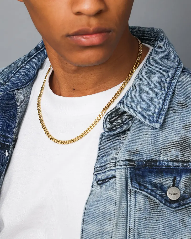 Saint Morta 5Mm Cuban Chain Gold 1