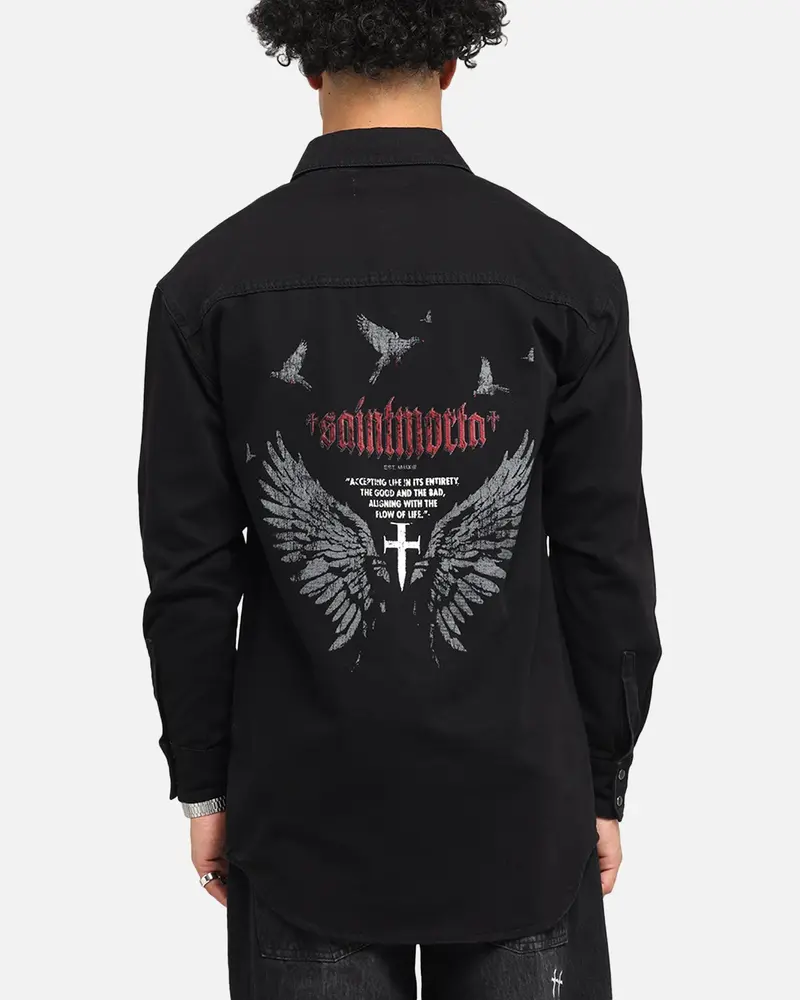 Saint Morta Amorafti Long Sleeve Denim Shirt Black Shadow 1
