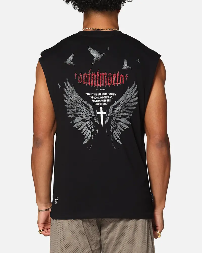 Saint Morta Amorfati Oversized Muscle T-Shirt Black 1