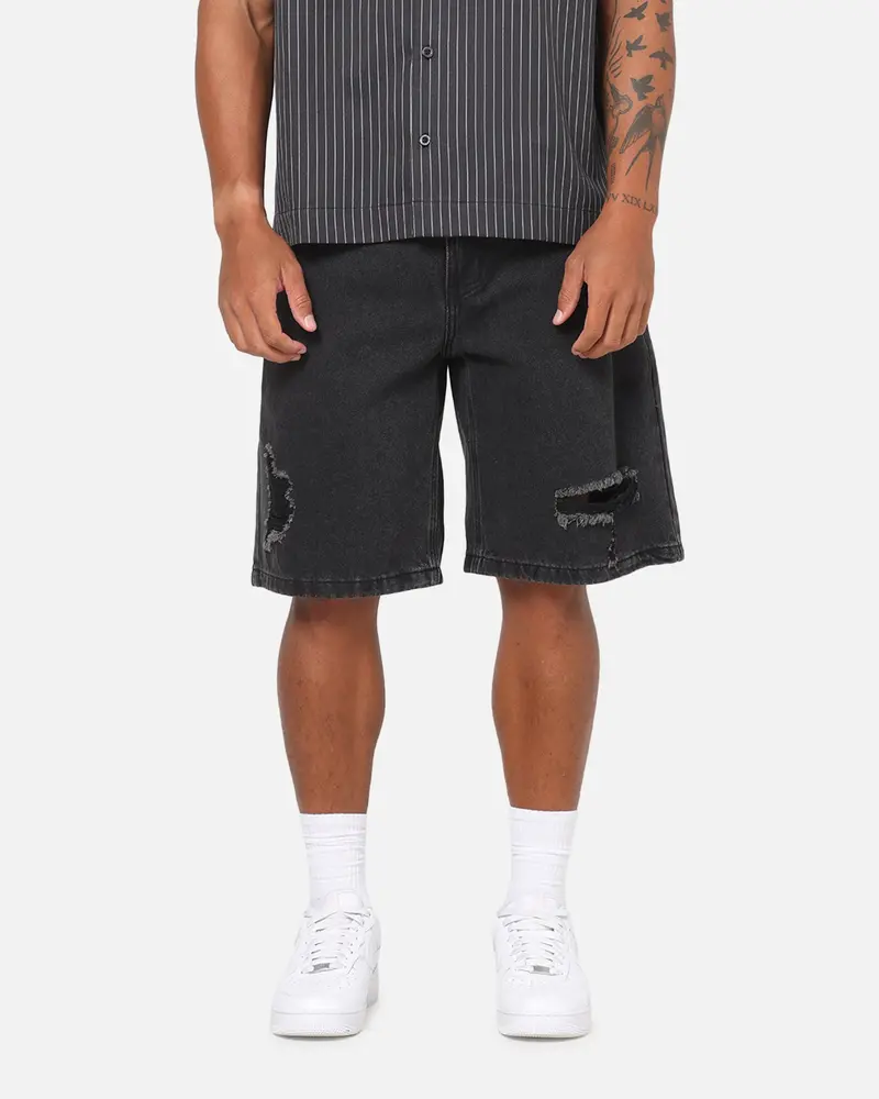 Saint Morta Amplus Distressed Jorts Black Shadow 1