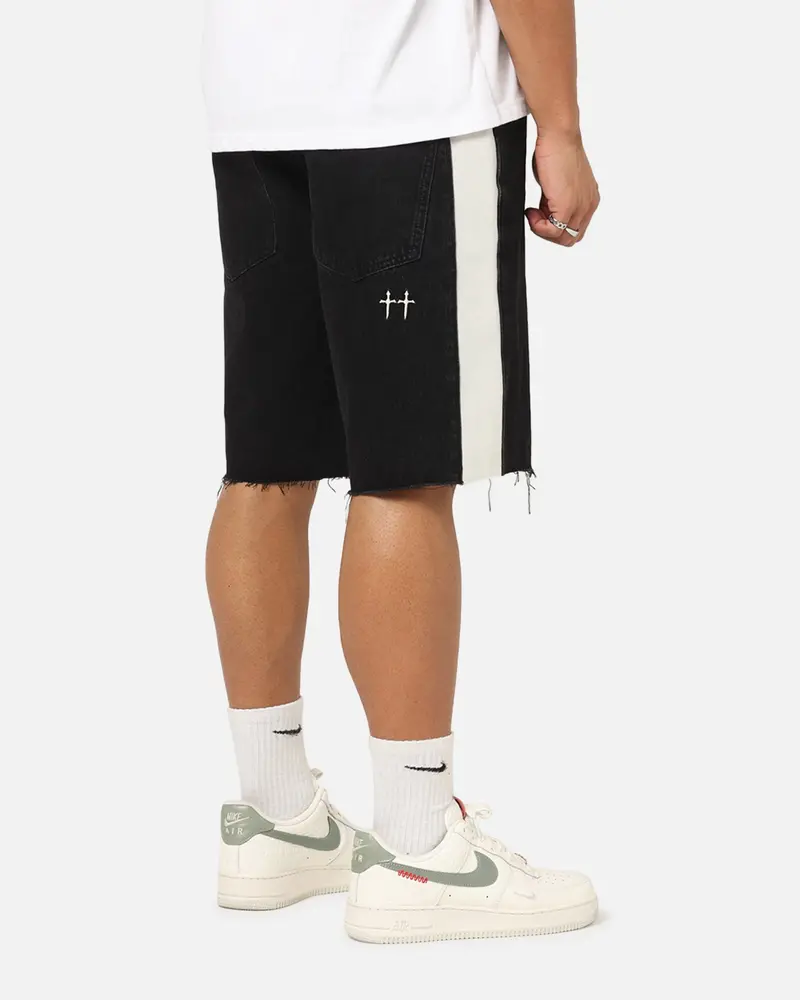 Saint Morta Amplus Sidewinder Denim Jort Shorts Black/Off White 1