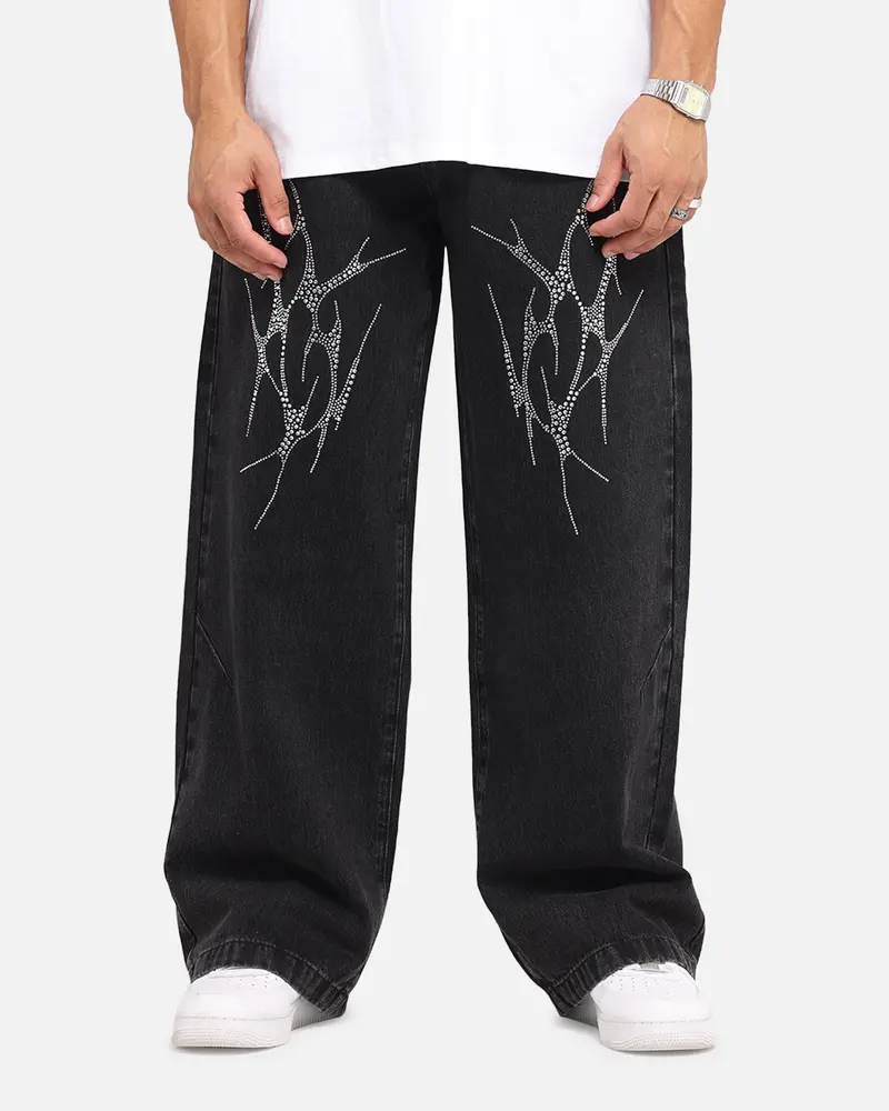 Saint Morta Amplus Tribal Rhinestone Jeans Black Shadow 1