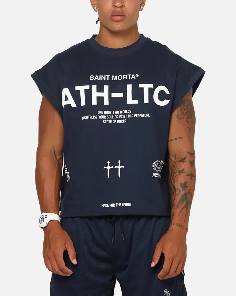 Saint Morta Athletc Cut Off Sweat T-Shirt Dark Royal 1