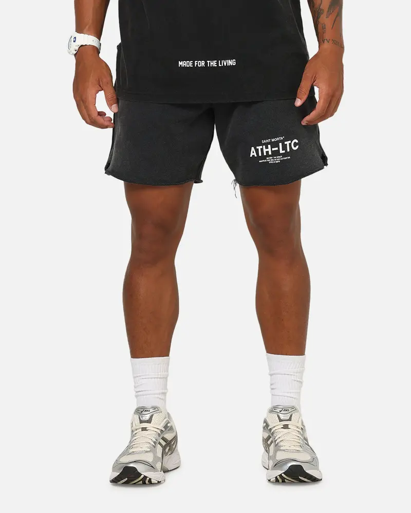 Saint Morta Athltc Sweat Shorts Washed Black 1