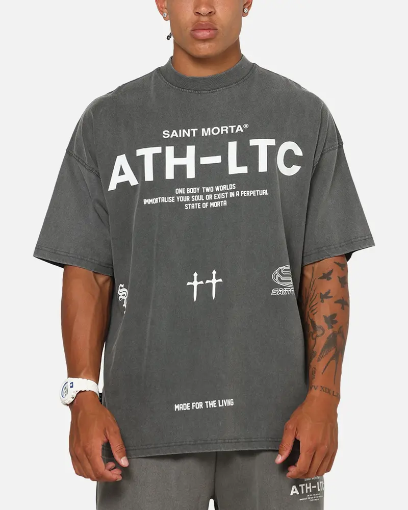 Saint Morta Athltc T-Shirt Washed Charcoal 1