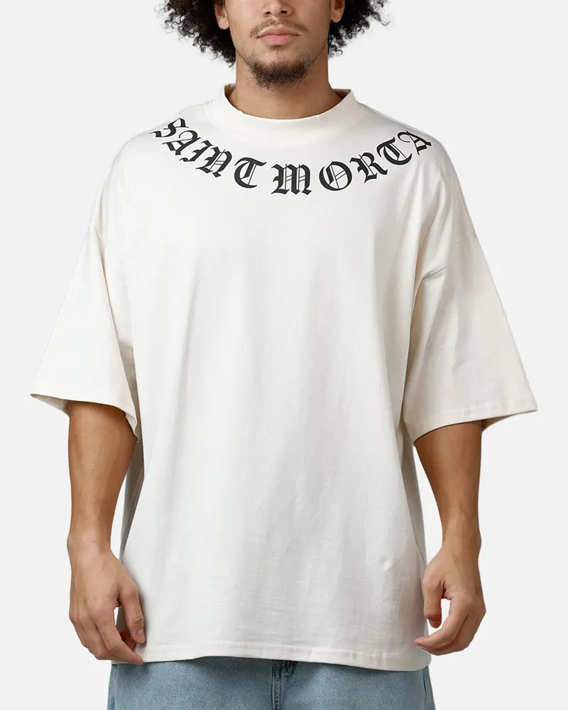 Saint Morta Barbaric Mock Neck T-Shirt Off White 1