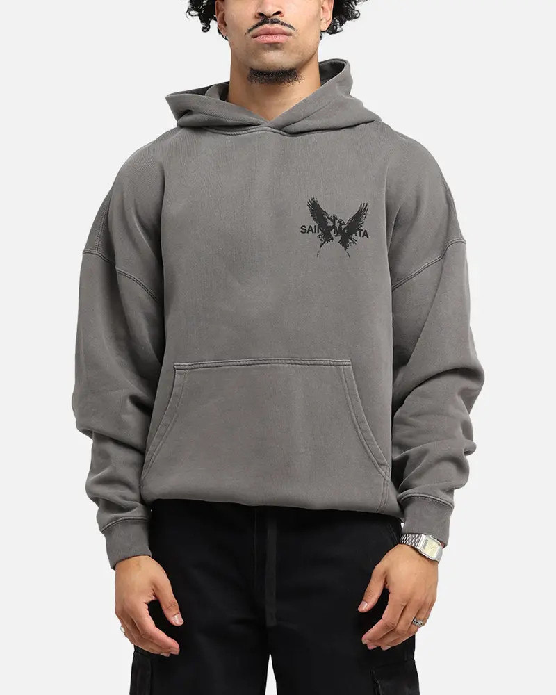 Saint Morta Black Doves Boxy Hoodie Washed Charcoal 1