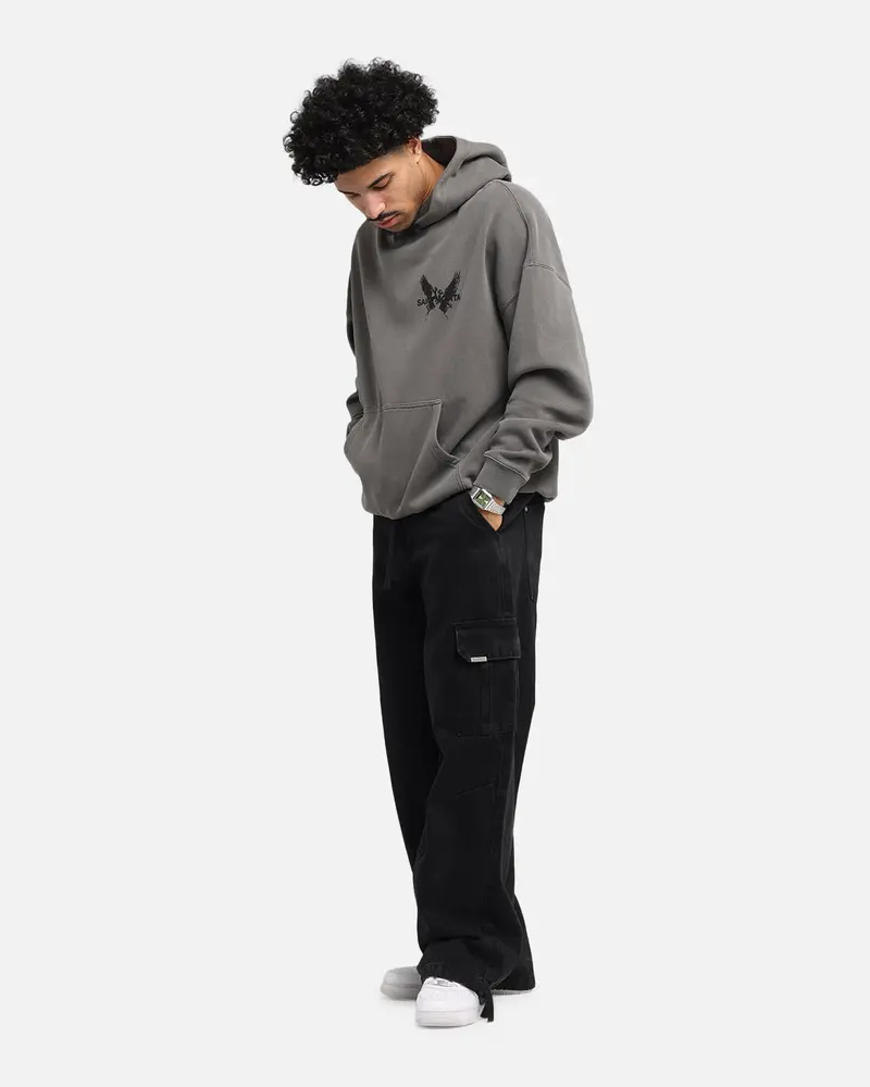 Saint Morta Black Doves Boxy Hoodie Washed Charcoal 2