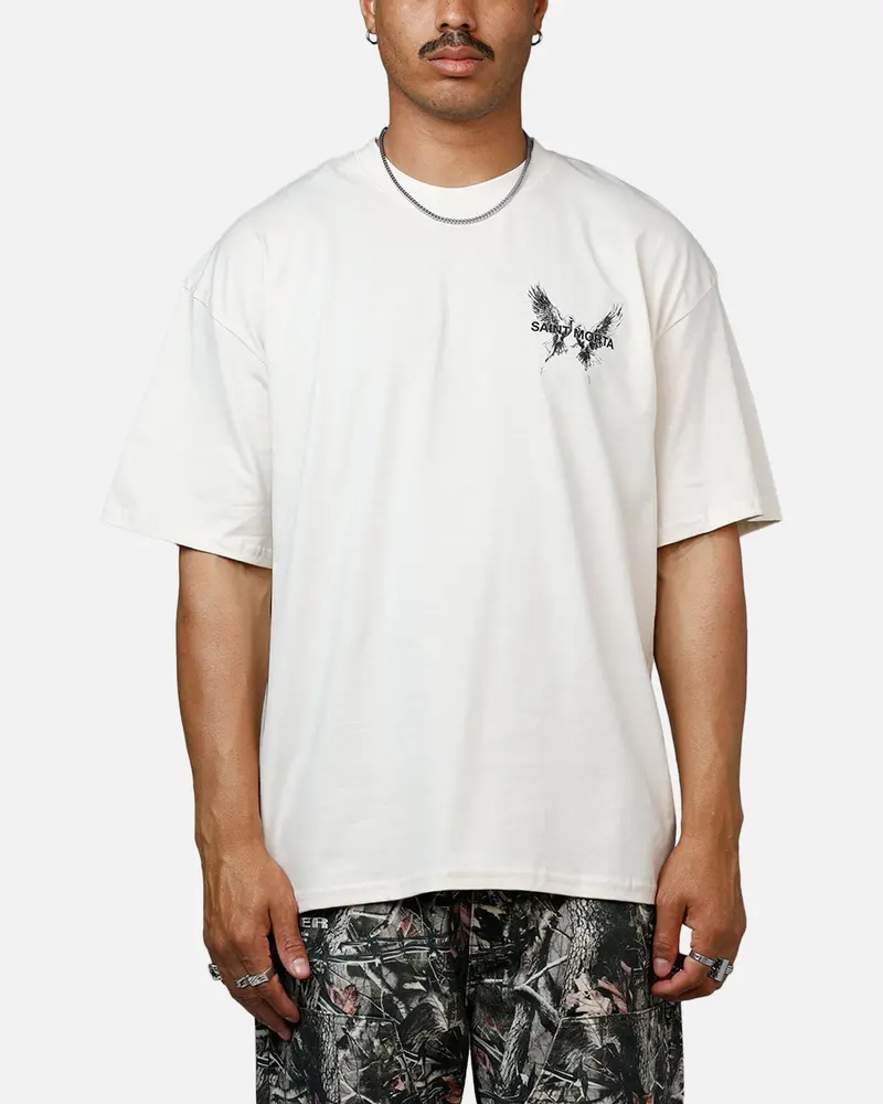 Saint Morta Black Doves Heavyweight T-Shirt Off White 1