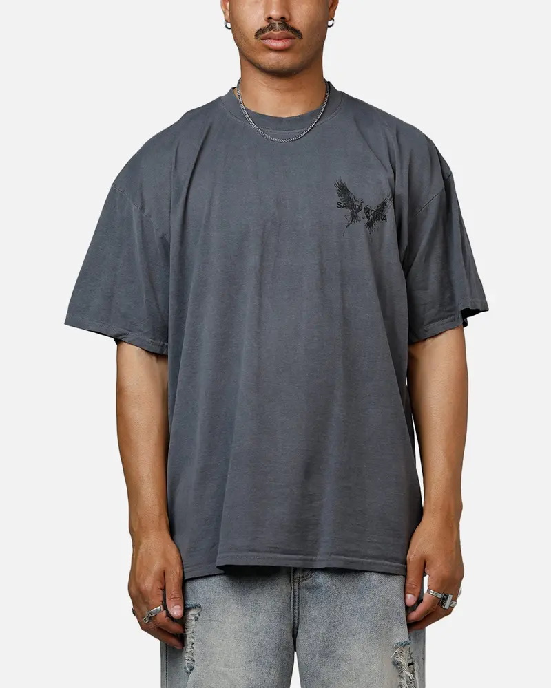 Saint Morta Black Doves Heavyweight T-Shirt Washed Charcoal 1