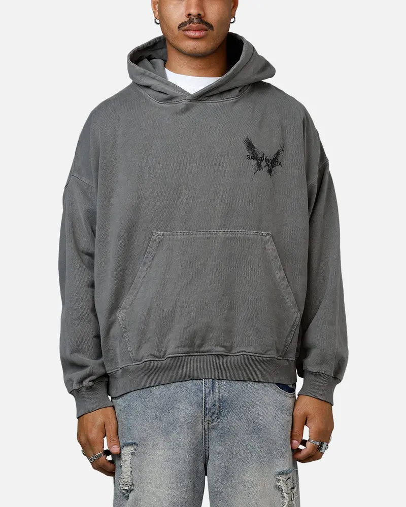Saint Morta Black Doves Premium Hoodie Washed Charcoal 1