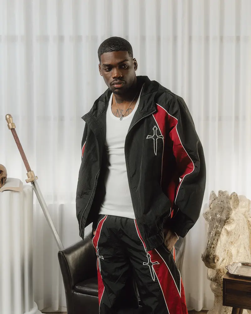 Saint Morta Boundary Windbreaker Jacket Black/Burgundy 1