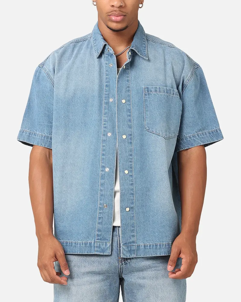Saint Morta Boxy Denim Shirt Light Blue Denim 1