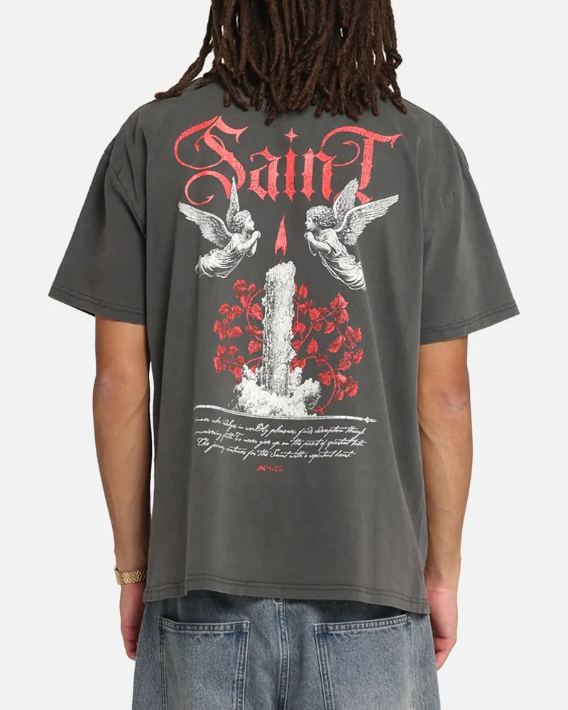 Saint Morta Candle Lit Boxy T-Shirt Black Wash 1