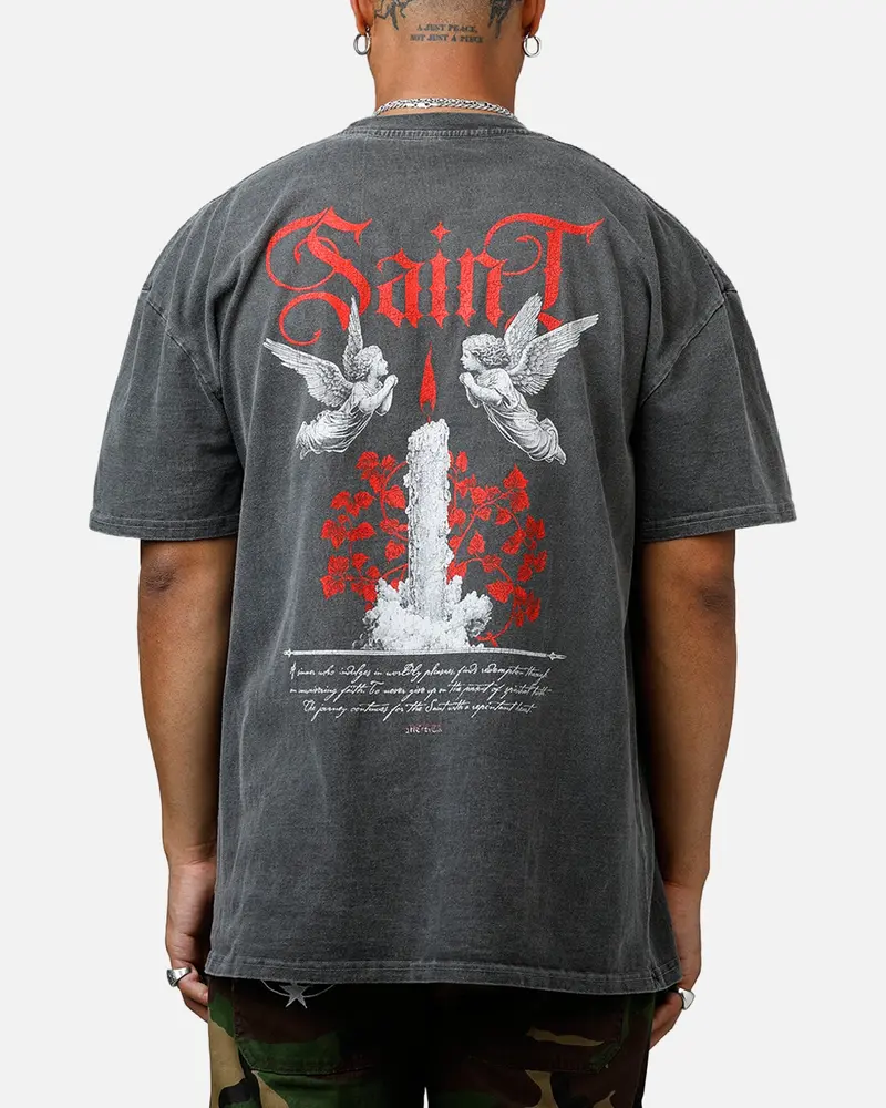 Saint Morta Candle Lit Boxy T-Shirt Black Wash 1