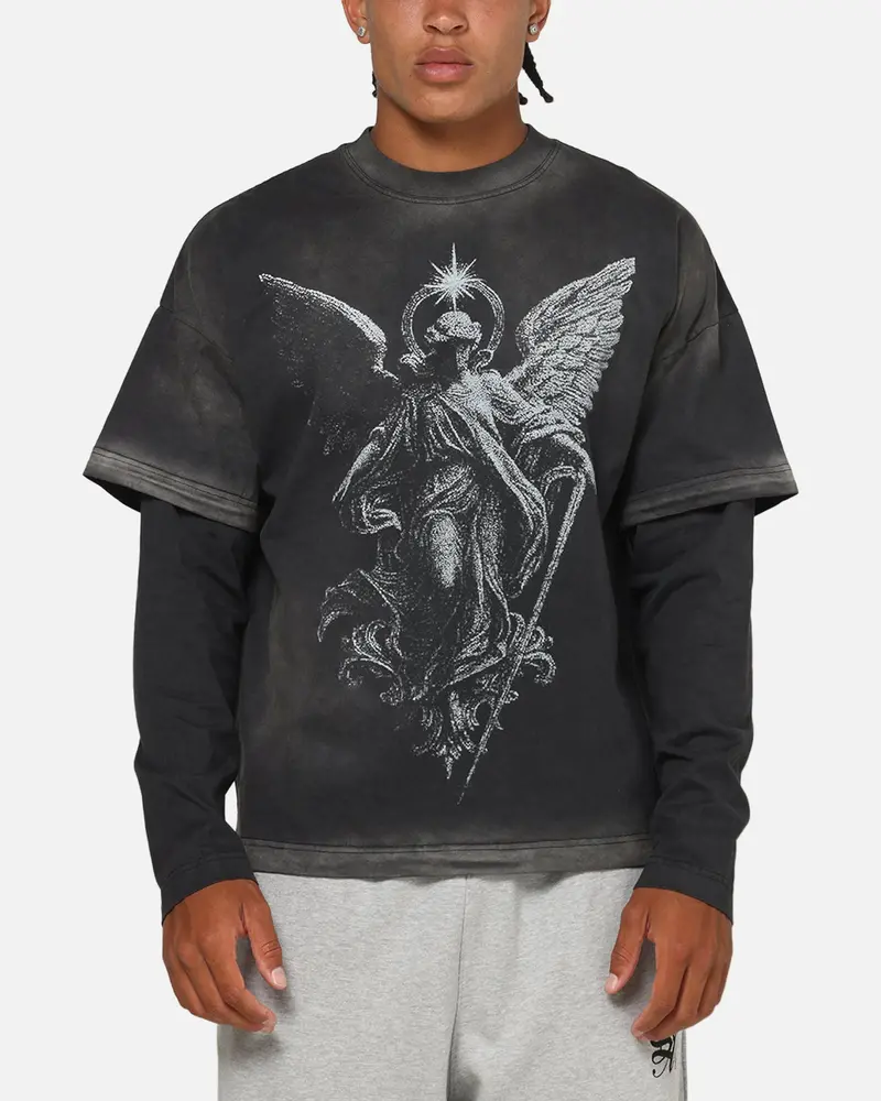 Saint Morta Celestial Layered Long Sleeve T-Shirt Black Wash 1