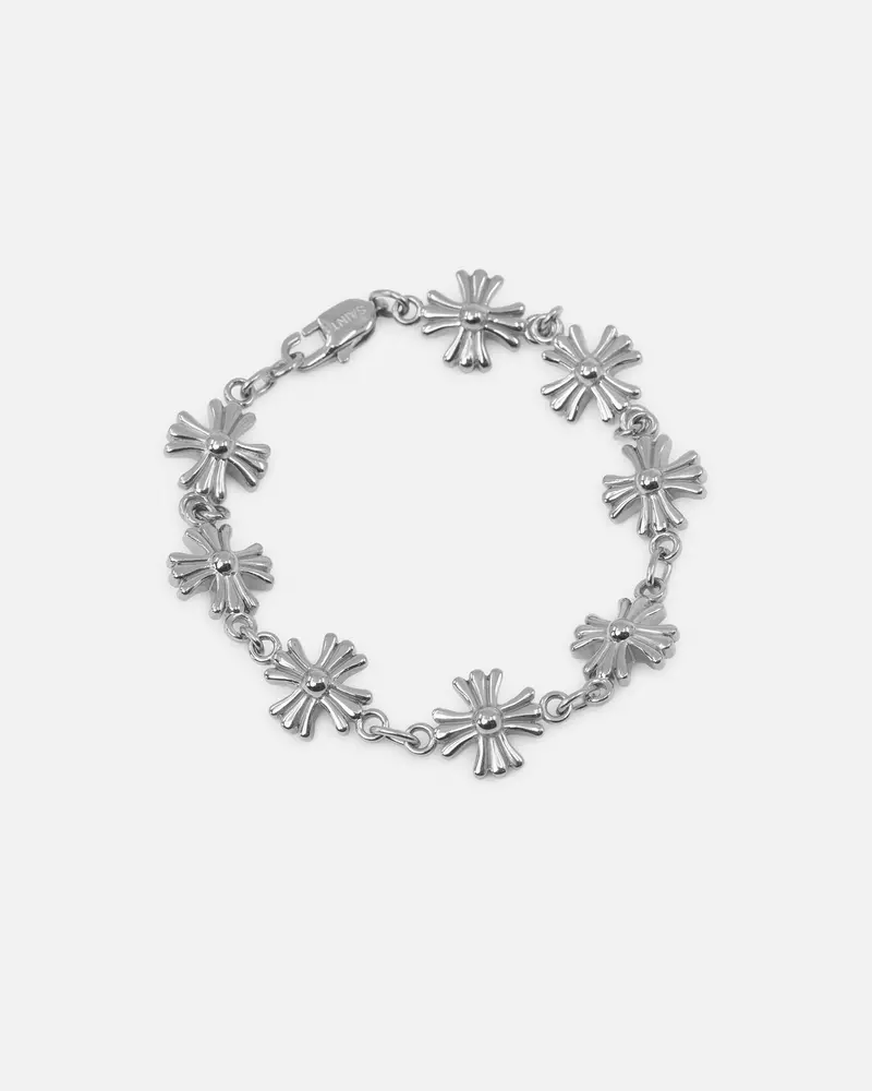 Saint Morta Chrome Cross Bracelet White Gold 1