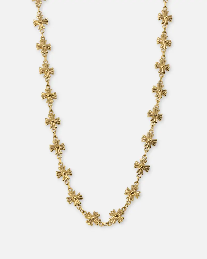 Saint Morta Chrome Cross Chain Necklace Gold 1