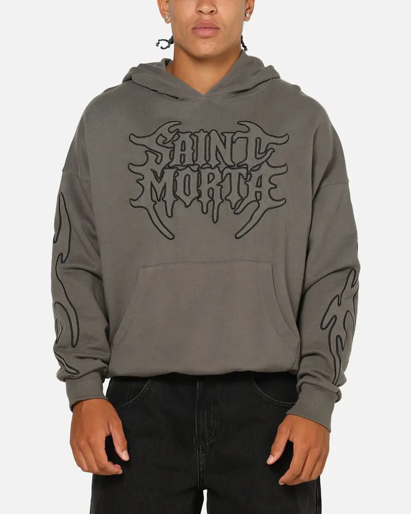 Saint Morta Crested Wing Hoodie Washed Charcoal 1