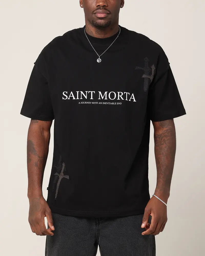 Saint Morta Crossfire Boxy T-Shirt Black 1