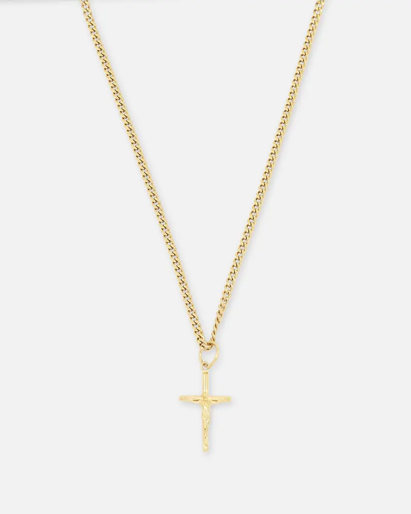 Saint Morta Crucifix Cuban Necklace Gold 1