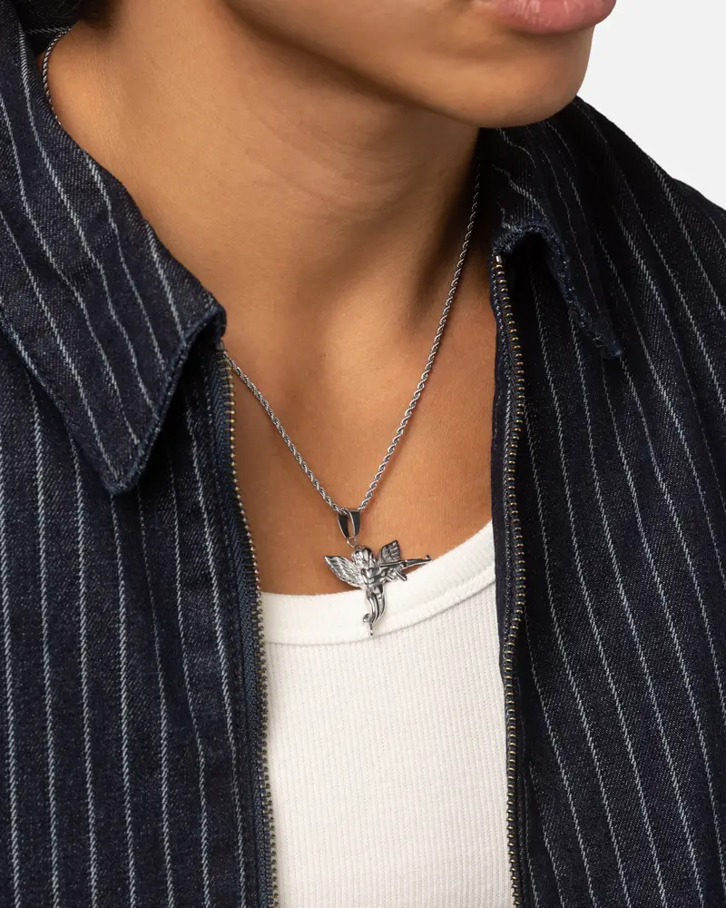 Saint Morta Cupid Pendant Chain White Gold 2