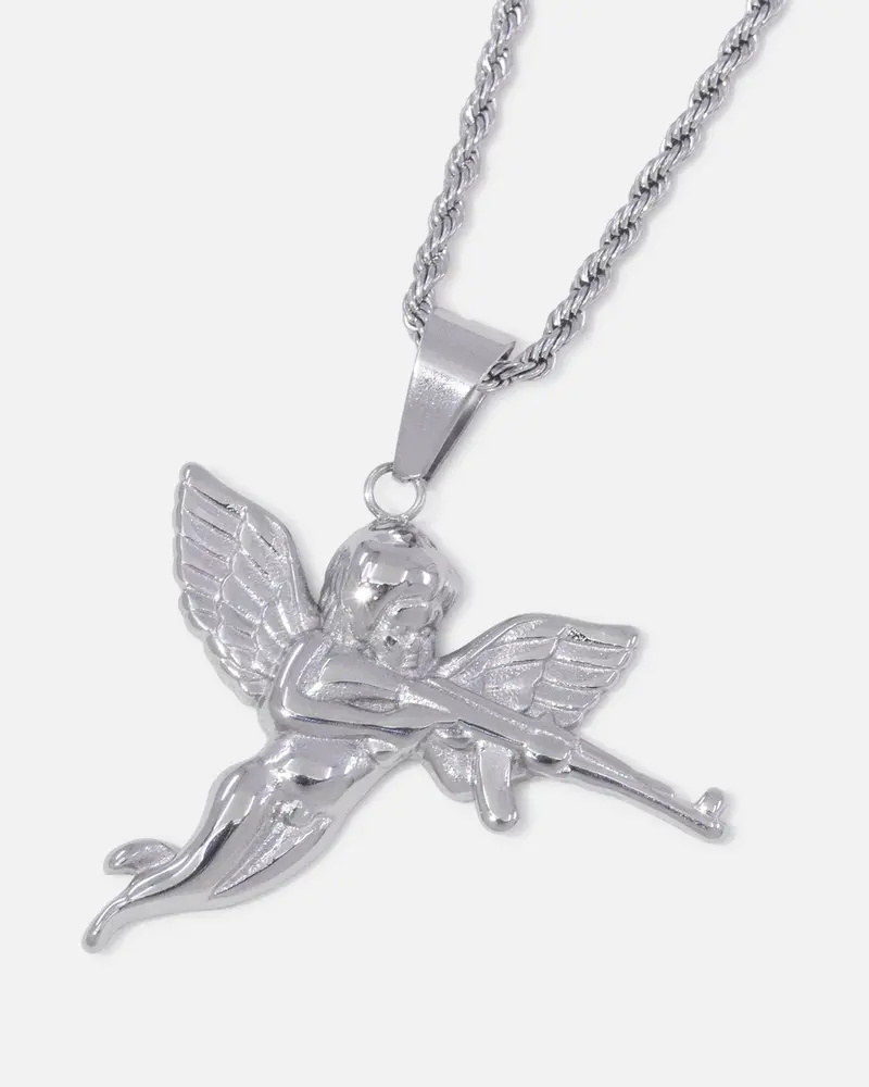 Saint Morta Cupid Pendant Chain White Gold 3