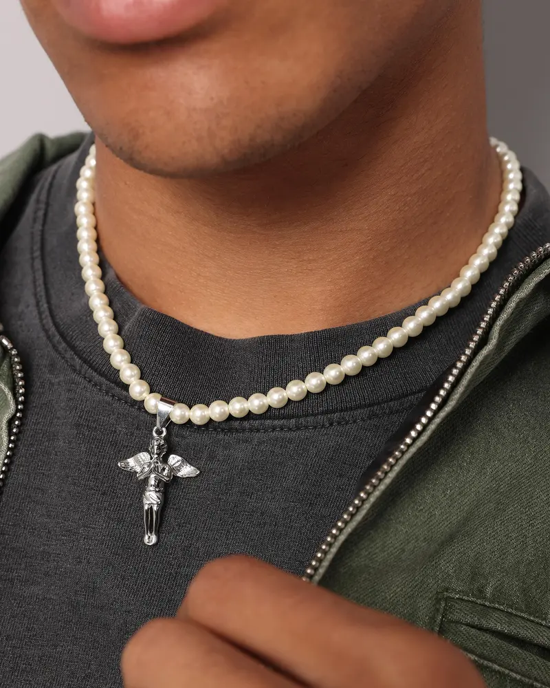 Saint Morta Cupids Pearl Necklace White Gold 1