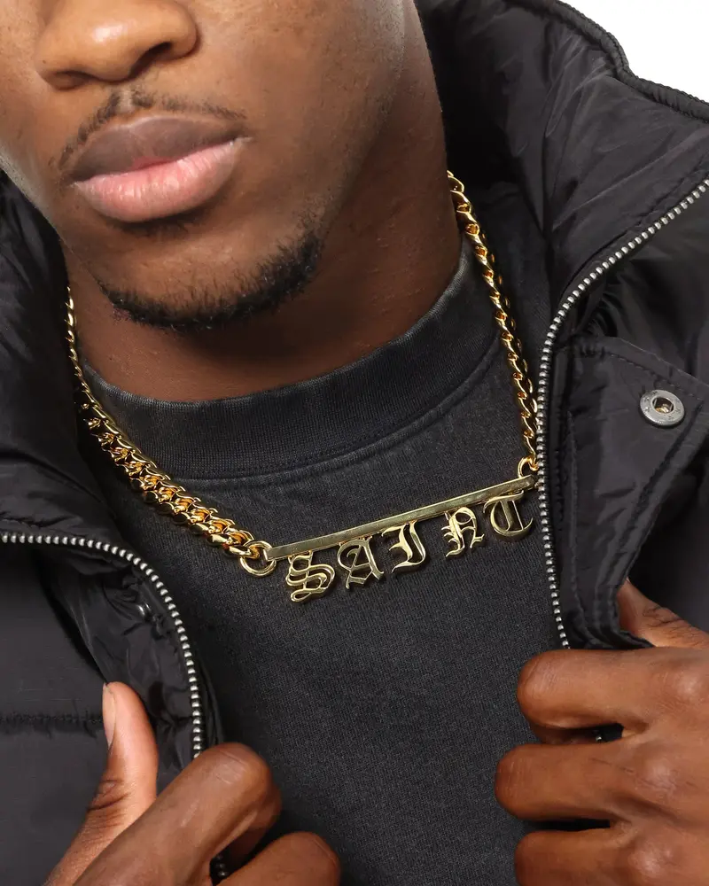 Saint Morta Custom Alpha 5 Letter Chain Gold 1