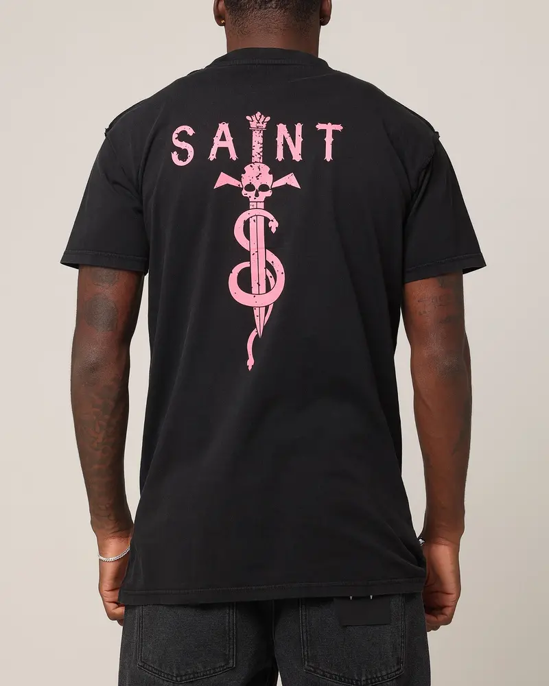 Saint Morta Daggers Lafayette T-Shirt Vintage Black/Pink 1