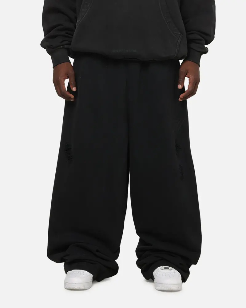 Saint Morta Distressed Baggy Sweatpants Black Wash 1