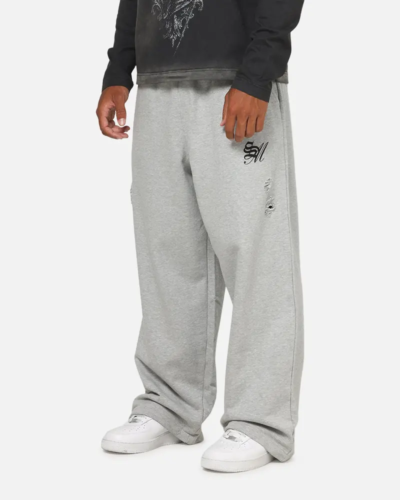 Saint Morta Distressed Baggy Sweatpants Grey Marle 1