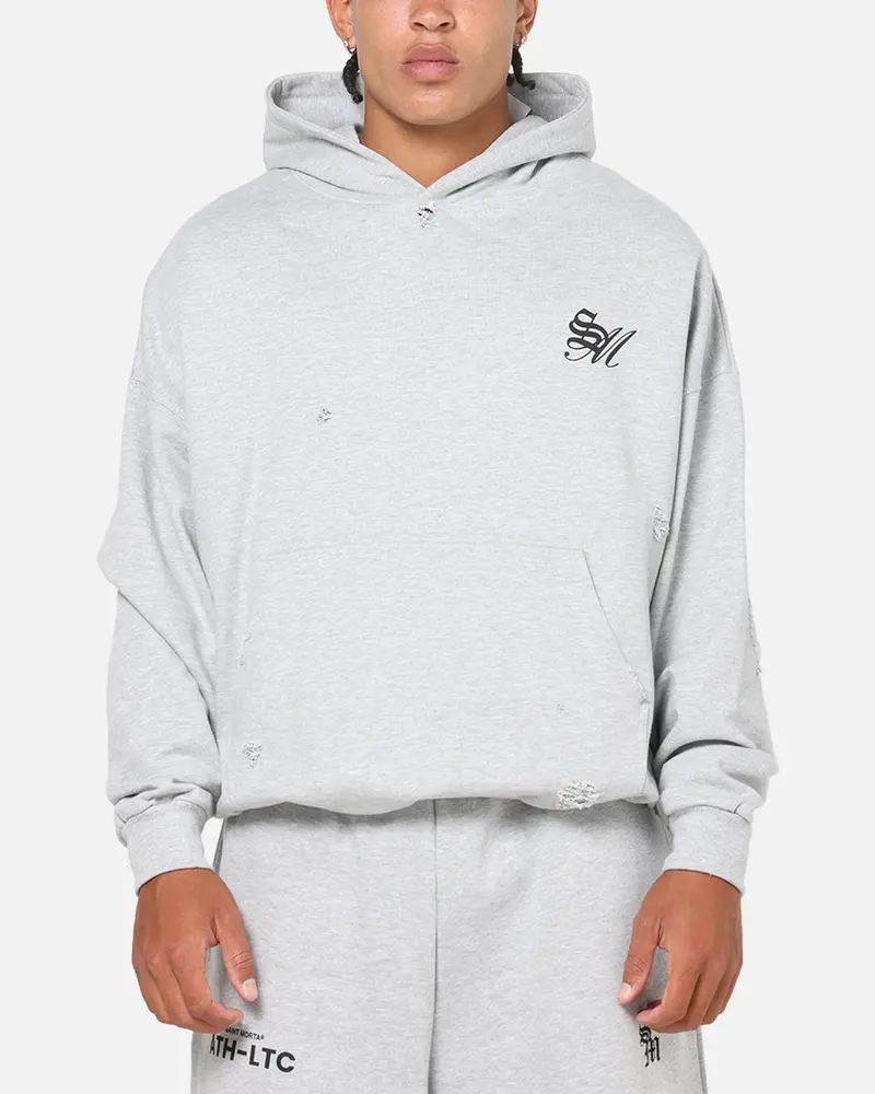 Saint Morta Distressed Hoodie Grey Marle 1