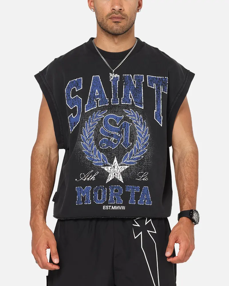 Saint Morta Divine League Cut Off Sweater Washed Black 1