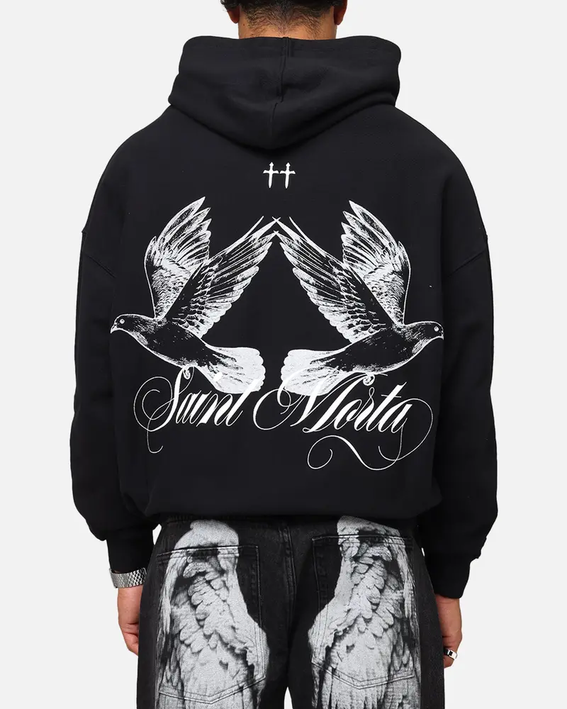 Saint Morta Doves Boxy Hoodie Black 1
