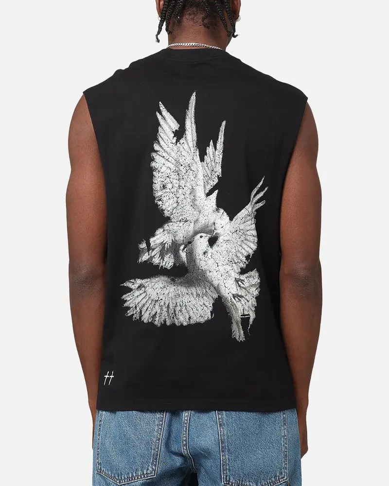 Saint Morta Doves Oversized Muscle T-Shirt Black 1